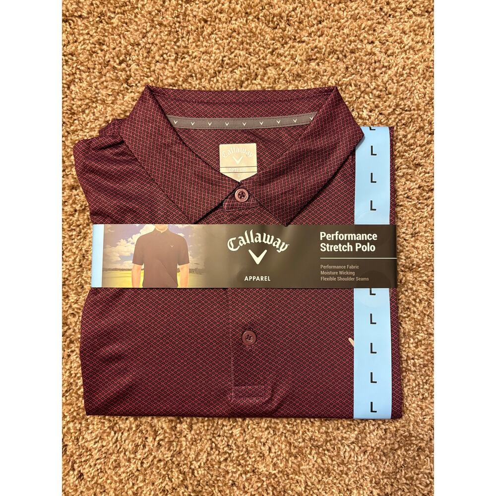 NWT Callaway Performance Stretch Polo Maroon Mens Size Large